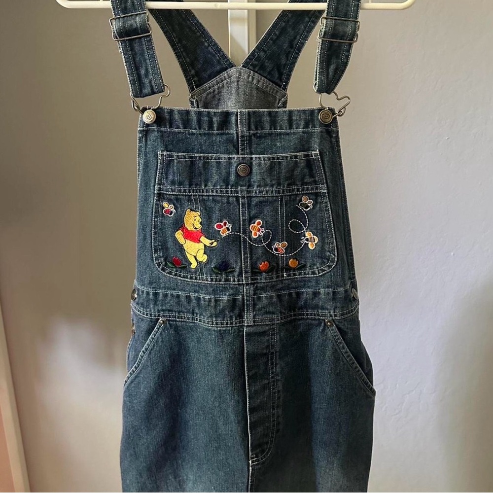 Disney Blue Overalls with Winnie the Pooh Embroidery